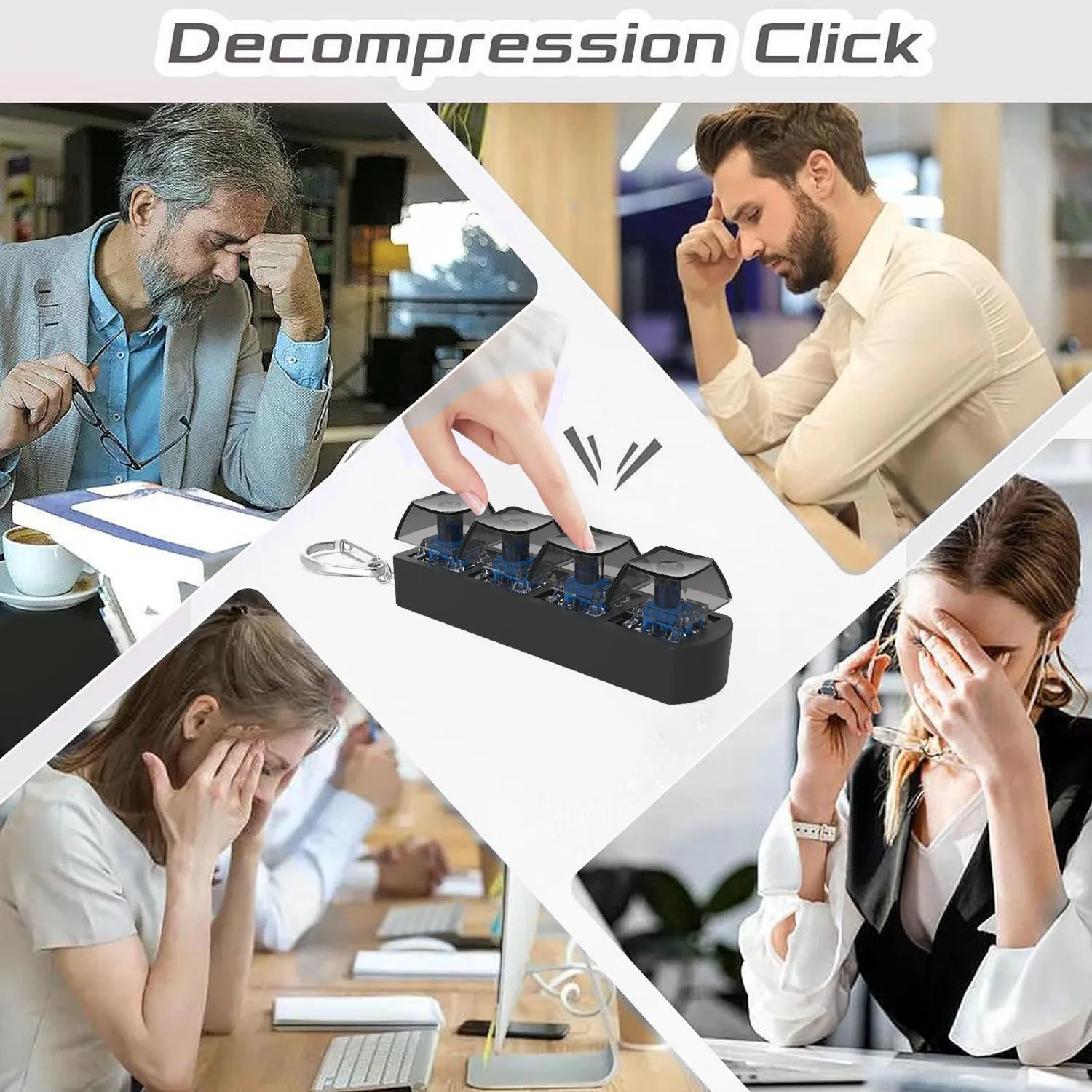 4 Keys Mechanical Keyboard Axis Tester Button Keycaps Office Decompression Toys Calming Stress Relief Keychain Gifts