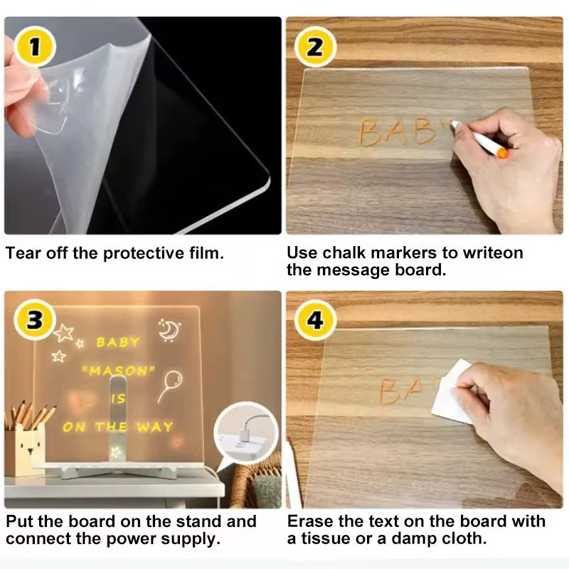 Children Magic Light Board Luminous Toys LED Drawing Blackboard Art Graffiti Coloring Acrylic Board Montessori Kids Toys Girls